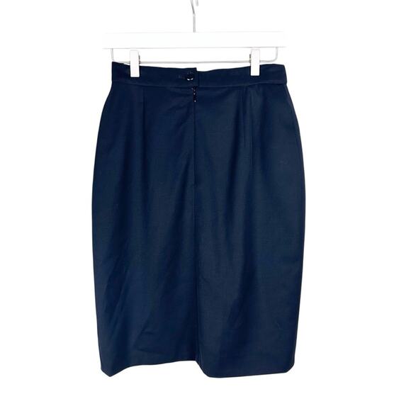 Escada Margaretha Ley Navy Blue Pencil Skirt Wool Lined Size 38 - Picture 3 of 5